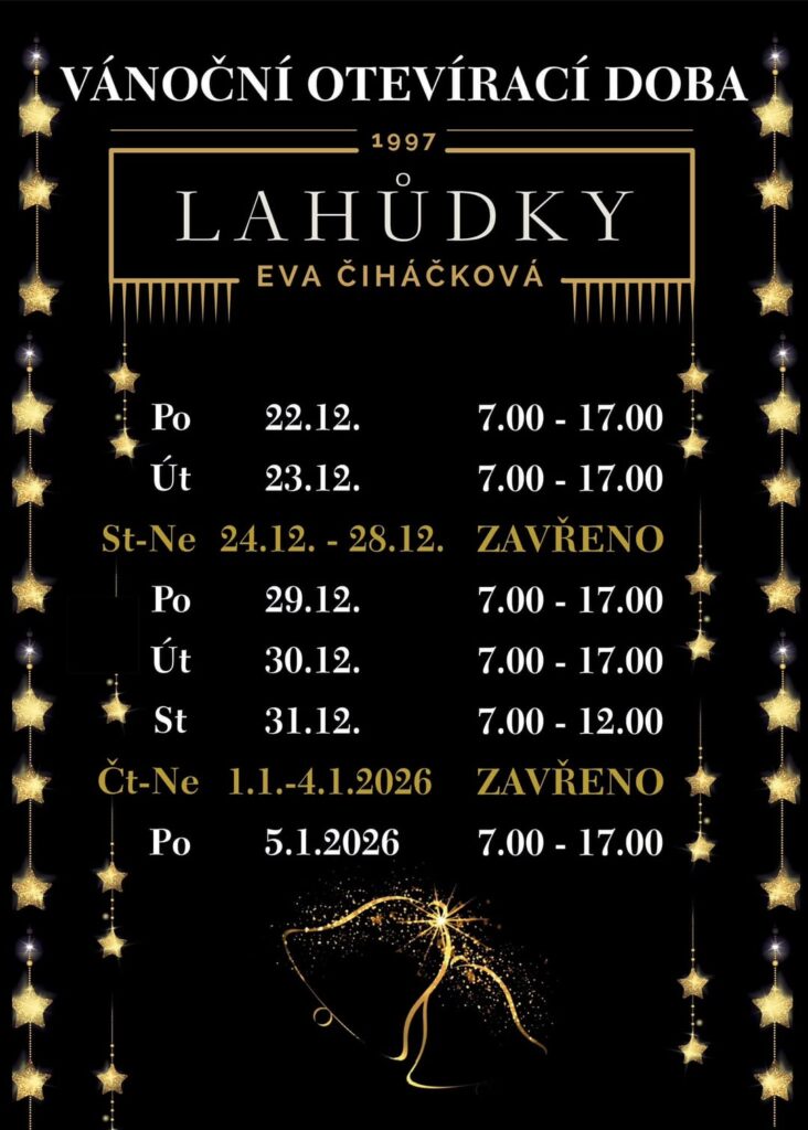VÁNOČNÍ OTEVÍRACÍ DOBA